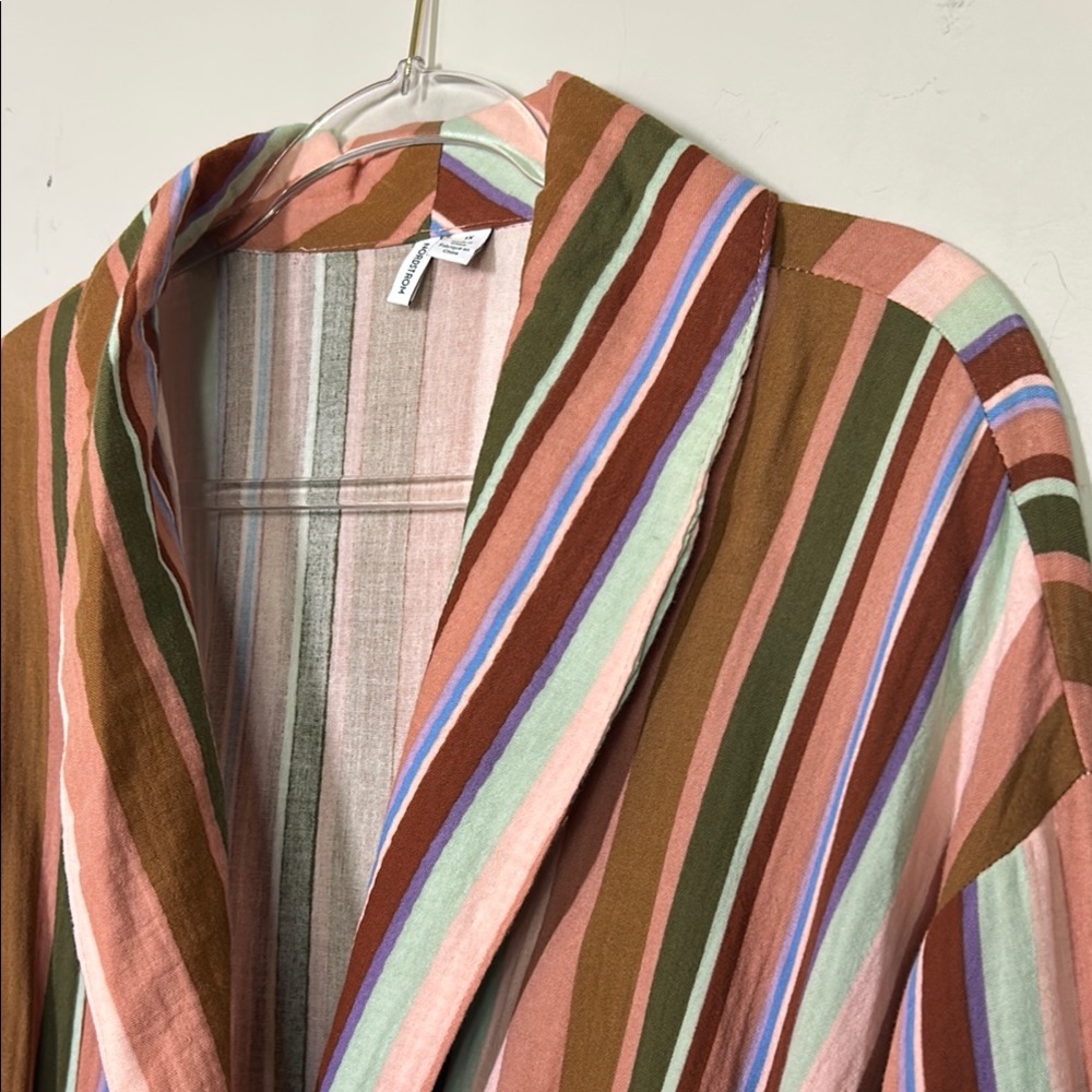 Nordstrom Striped Multicolor Wrap Jacket 1X Cotton Gauze Belted - Picture 6 of 16